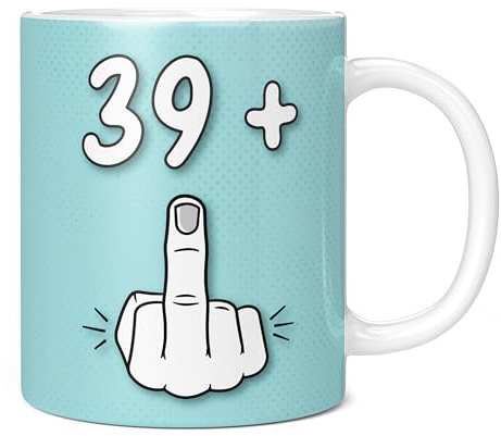 Mug Monster - Io Am 39 + Middle Finger, divertente idea regalo per il 40° compleanno, tazza da caffè in ceramica, regalo per uomini o donne, extra large e gigante, tazza bianca da 311,8 g