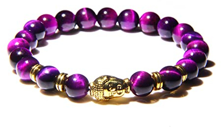 8 mm kungligt blå tigeröga armband män silverfärg Buddha huvud berlock armband kvinnor amulett Vinatge gul sten pärlor pulsera, lila 1,23 cm