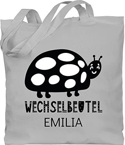 Geschenk mit Namen personalisiert by Shirtracer - Baumwolltasche - Kita Beutel Wechselsachen Mädchen - Wechselbeutel mit Marienkäfer