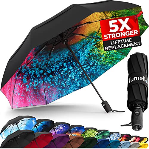 TUMELLA Strongest Windproof Travel Umbrella (Compact, Superior & Beautiful)