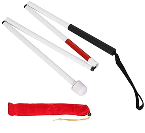 ANKROYU Bastón para Ciegos, Bastón Plegable de Aluminio de 127 Cm con 4 Secciones, Bastón con Bola, Bastón Plegable Ligero con Mango Antideslizante para Ciegos y Personas Mayores