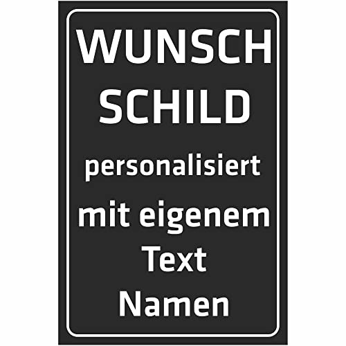 INDIGOS UG - Schilder - WUNSCHTEXT Schild - schwarz - Aluverbundplatte 8 Größen - Hochformat - personalisiert mit Text - Schrift - für Garage, Hotel, Parkplatz, Schule, Carport, Firma - individuell