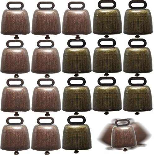 TIHOOD 18 Stück Kuh Pferd Schaf Weide Kupfer Glocken Kleine Messingglocken Rinder Ziege Bauernhof Laute Bronzeglocke Langstreckenpferd Schaf Eisenglocken für Weihnachtsdekoration (grüne Bronze und