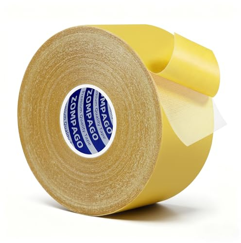 ZOMPAGO Doppelseitiges Klebeband 20m x 4.5cm, Extra Starkes Gewebeverstärktes Verlegeband, Wasserdichtes Teppichband, Rückstandslos entfernbar, Super Strong Montageband für Innen- & Außenbereich | Gewebeverstärktes Montage- und Teppichband, wasserdicht, für Teppiche, Bilderrahmen, Wände und Haushalt, sauber ablösbar
