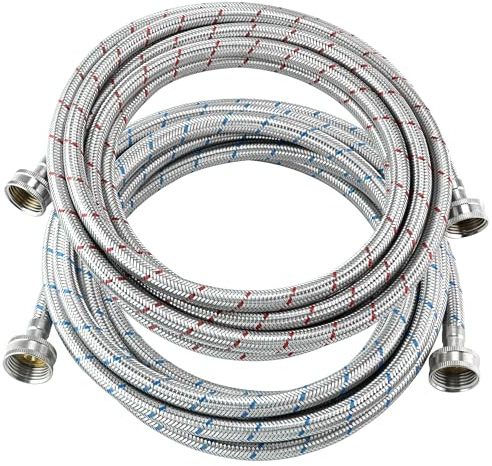 15 FT Washing Machine Hose,Long Washer Water Supply Hoses Hot And Cold Connection(2Packs),Washer Machine Hose Universal Fit for All Standard Wash Machines-by MIFLUS
