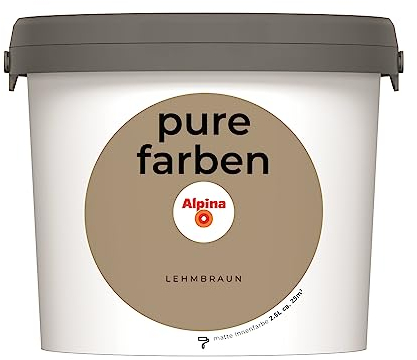 Alpina pure farben Wandfarbe – Lehmbraun – strapazierfähige und atmungsaktive Innenfarbe – ergiebig, gut deckend & reinigungsfähig – 2,5 Liter