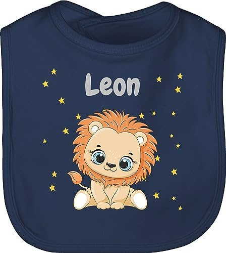 Geschenk mit Namen personalisiert by Shirtracer - Baby Lätzchen - Süßer Löwe Löwen Löwenmotiv König der Tiere Lion