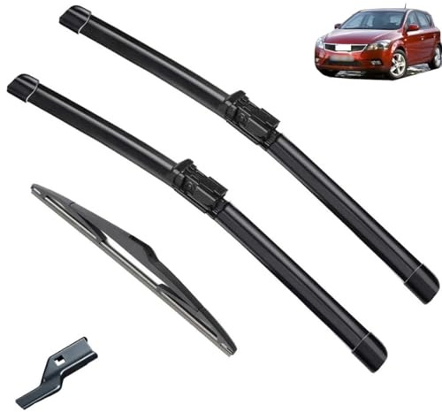 Essuie-glace de voiture compatible avec Kia Ceed 2006-2009 Balais d'essuie-glace avant arrière de voiture Essuie-glaces en caoutchouc souple Pare-brise automatique 24+18+12 2006 2007 2008 (Color
