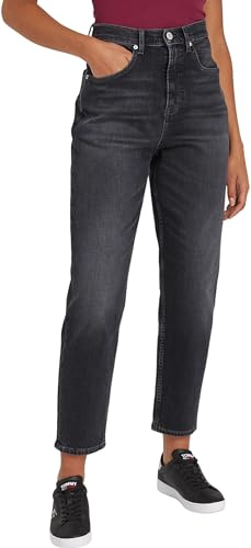 Tommy Jeans Vaqueros Mujer Mom Jeans Tapered Fit, Azul (Denim Black), 34W/32L