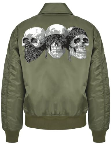 Spaß Kostet Herren CWU Bomberjacke mit Kragen Totenköpfe Skull Division Outdoor Rock Rap Bandana Größe S bis 7XL