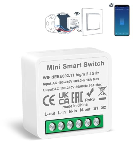 CNBINGO Smart Lichtschalter Modul, Passt hinter Traditionelle Wandschalter, WLAN Mini DIY Schalter Relais Modul, Kompatibel mit Alexa und Google Assistant, 2 Wege, Neutralleiter Erforderlich