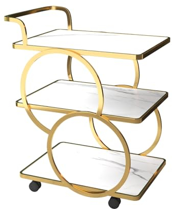 USFJATI Küchenwagen Schwarz,servierwagen Schmal,Edelstahl 4 Lenkrollen,schwenkbarer 360 °,Transportwagen,für Restaurant, Küche, Lager, Garage, Hotel, Zuhause (Color : Wit, Size : 64 * 45 * 80cm)