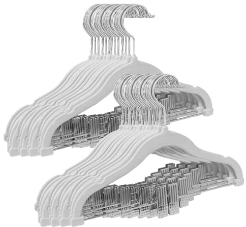 Stormix Baby Kleiderbügel, 14er-Pack Hosenbügel mit Clips, 30 cm rutschfeste Kleiderbügel, Robuste Kinder Kleiderbügel für Hemden, Hosen, Röcke, Kleider, Jacken, Mäntel Weiß