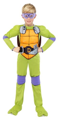 Funidelia Déguisement Officiel de Donatello - Les Tortues Ninja pour garçon, Costume avec masque, carapace, ceinture et genouillères, Déguisements de Carnaval, Halloween et Fêtes – Taille 7-9 ans