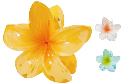 Genikeer Fiori Pinze Per Capelli Colorati Mollette | Clip Artigli Per Capelli Di Fiori Di Uova | Fermagli Capelli Fiori Hawaiani Per Donne E Ragazze Con Acconciature Multiple, 3 Colori