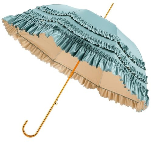 ZESLIV Damen Sonnenschirm Brautschirm Hochzeitsschirm Vintage Lolita Spitze Regenschirm für Foto Requisiten, Blau