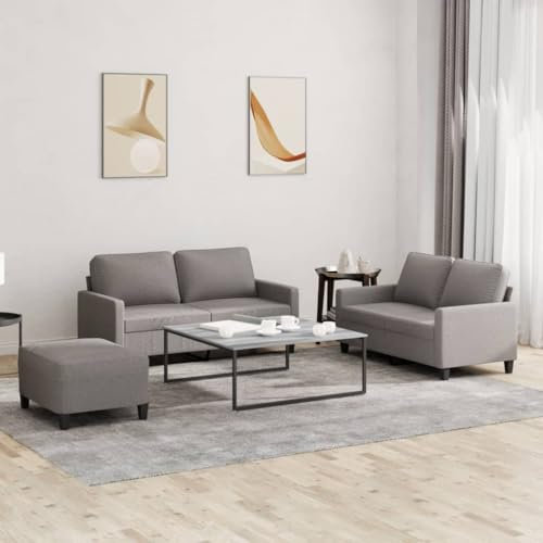 Homgoday 3-TLG. Sofagarnitur mit Kissen Sofa Wohnzimmersofa Loungesofa Gästesofa, Couchgarnitur Designsofa Sitzmöbel Polstermöbel für Wohnzimmer, Schlafzimmer, Büro Taupe Stoff