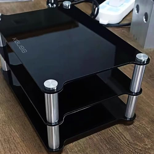 Elitix HiFi Rack Audio-Speichermedientisch für Home-Office-System, Stereoschrankständer für Elektronische Geräte, Videokomponenten-Organizer-Konsole/Spielkonsolenregal(Black)