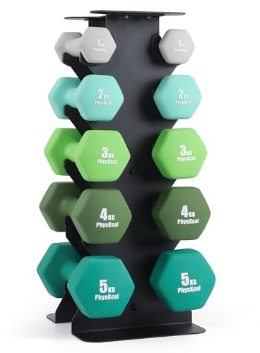 PhysKcal 30kg hantelset, 1kg, 2kg, 3kg, 4kg, 5kg hantlar set omfattande 10 med stålfäste, handhantlar med fäste