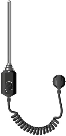 LuxeBath Heizstab 1200W Schwarz für Badheizkörper, Heizpatrone mit Thermostat für Heizkörper, Elektronischer Temperaturregler, Heizelement mit Stecker, Elektroheizstab für Heizungen & Handtuchtrockner