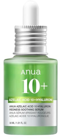 ANUA Siero Lenitivo Anti-Rossore All'Acido Azelaico 10 Ialuronico, Siero Viso Per Pelli Sensibili (30 Ml/1,01 Fl Oz)