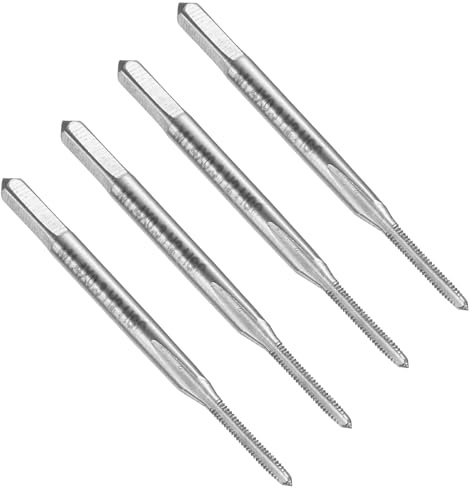 sourcing map 4pcs Straight Flute Thread Tap, M1.4 x 0.3 Metric Screw Threading Tapping Tool Thread Milling Machine Taps, High-Speed Steel 6542 (HSS 6542)