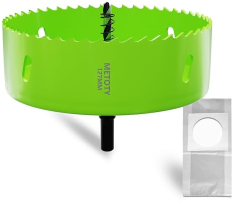METOTY Scie cloche bi-métal de 127 mm, scies cloches universelles HSS M42, avec adaptateur de tige triangulaire et foret de centrage, un sac anti-poussière gratuit pour aluminium, métaux, plastiques