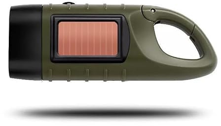 zenggp Linterna Solar, Linterna LED Recargable para Emergencias En El Hogar Y Al Aire Libre, Dinamo De Supervivencia con Manivela para Acampar Hacer Senderismo Deportes Viajes Y Pesca(Green)
