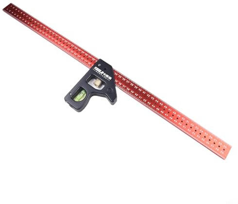 FACULX Équerre combinée, règle d'angle en acier inoxydable, équerre de menuiserie réglable avec niveau à bulle, outil de mesure pour menuisier ingénieur (600 mm)