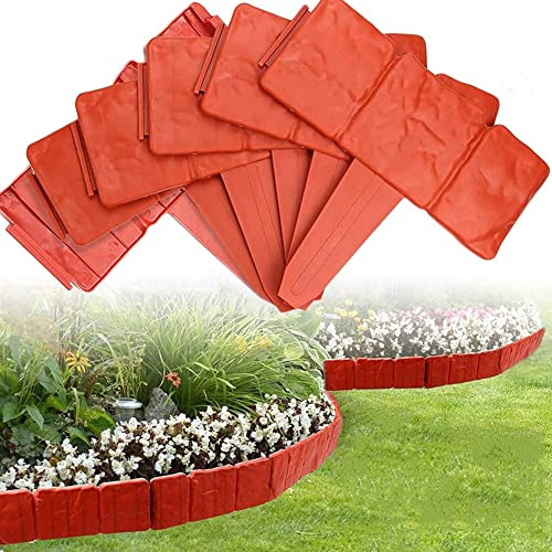 Opaeroo 10 pcs Effet de Pierre en Plastique palissade Jardin Bordure Bordure des Pierres Rouges Effet clôture dans la pelouse Bordure de la Plante Bordure du Jardin