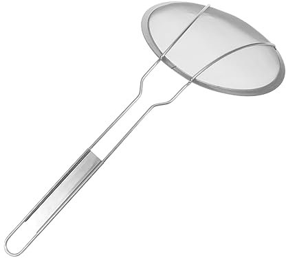FONDOTIN Mestolo Schiumarola in Acciaio Inox 22 Cm, Colino Per Friggere Patatine e Pasta, Scolapasta a Maglie Fini Manico Lungo Per Sicurezza in Cucina e Frittura Casa
