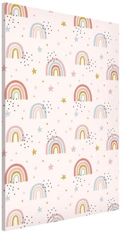 Magnettafel Pinnwand für Magnete Kinderzimmer Magnetboard - Magnetwand Made in Germany - Regenbogen Illustration Notiztafel bunt Mädchen Jungen Visionboard WBMT_6650 (40x60cm)