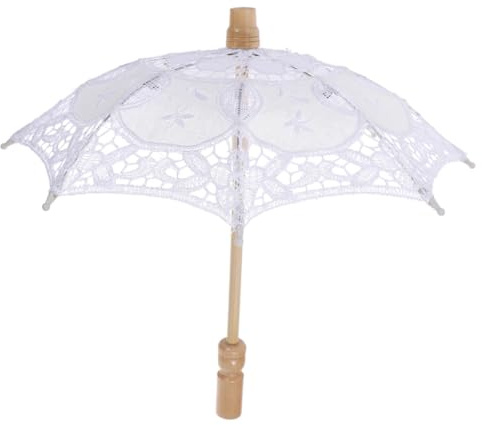 SHERCHPRY Weißer Spitzen Regenschirm im Vintage Stil und Spitze Vielseitiges Hochzeitsfoto Requisit für Braut und Romantische Fotografie