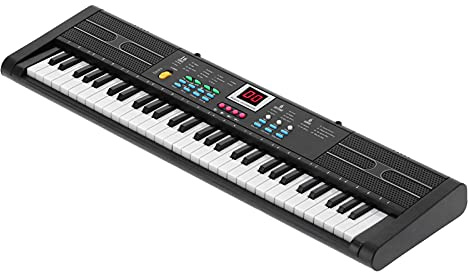 Bnineteenteam Instrument de Piano Numérique 61 Touches - Clavier électrique avec Microphone - 6 Chansons de Démonstration, 16 Tons, 6 Rythmes Idéaux pour Les Garçons USB et Les Débutants Noirs Noirs
