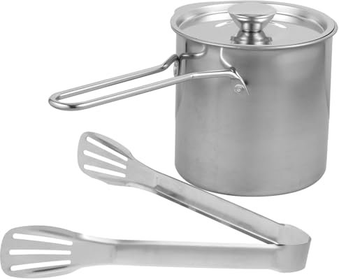 GOOHOCHY 1juego Olla Freidora Inoxidable Mini Freidora Para Cocina Completo Tapa y Clip Para Freír Alimentos Casa