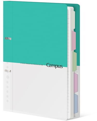 KOKUYO 5 Subject Spiral Notebook, Campus 2-Ring B5 Refillable Journal with 5 Tab Dividers, 100 Sheets in 6mm Dotted Ruled Loose Leaf Paper, Light Blue, Japan Import (RU-PP358LB & NO-S836BT)
