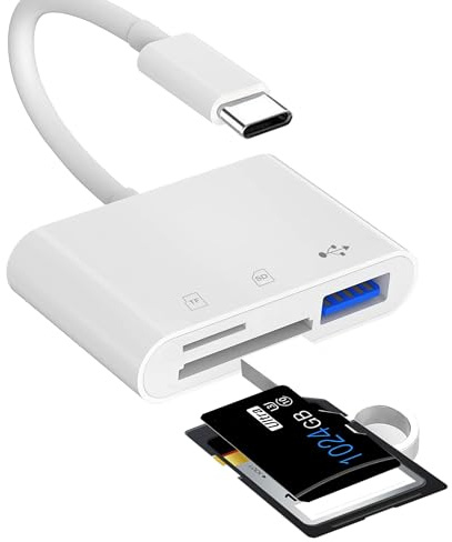GNUADZ SD Kartenleser USB C,3 in 1 USB C SD Card Reader Adapter für SDHC/SDXC/SD/MicroSD/RS-MMC/Micro SDHC/Micro SDXC Typ C Speicherkartenleser für iPhone 15 Serien, Galaxy S23/S22