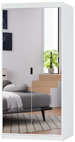 AXLIVING Kleiderschrank mit Spiegel Storicos 2-türig 89,7 cm Weiß