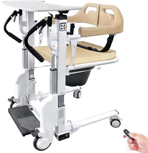 Hydraulischer Patientenlifter Transferstuhl,Patientenlift Transferstuhl 240kg Tragfähigkeit,Patientenlifter Elektrisch für zuhause,Badezimmerrollstühle,180° Klappbare Rückenlehne Höhenverstellbar