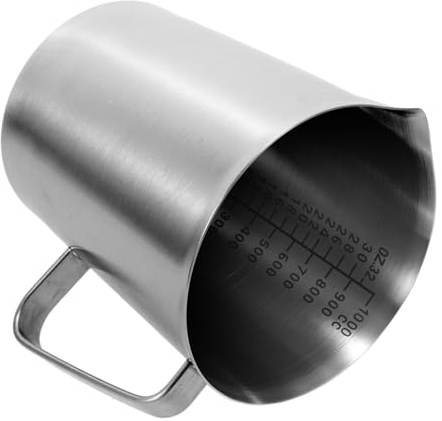 CIYODO Jarra Medidora de Acero Inoxidable con Mango Capacidad Taza Medidora para Líquidos para Café Espresso Leche y Repostería con Visible y Resistente al Calor