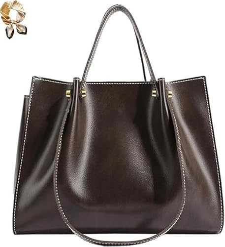 Generisch Large Capacity Faux Leather Satchel Handbag,Slouchy Work Tote Bag for Women,Fall Winter Purse Shoulder Bag with Zipper