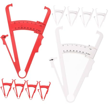 OATIPHO Calibrador de Grasa Corporal y Pliegues Cutáneos 10 Piezas Rojo y Claro, Plástico Ligero y Portátil, Medición Precisa Imc y Composición Corporal, Herramienta Fitness para Análisis