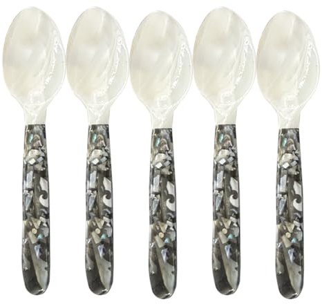 Juego de utensilios para caviar: cubiertos de concha pulida, cucharas para servir de perlas refinadas | Detalle de diseño con bordes, mejora la experiencia de degustación, ambientes gourmet ide