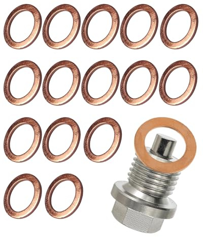 HAPZUR Arandelas de Cobre 15 unidades para sellado antifugas. Duraderas y resistentes a alta temperatura y corrosión, ideales para motor y sistemas hidráulicos.