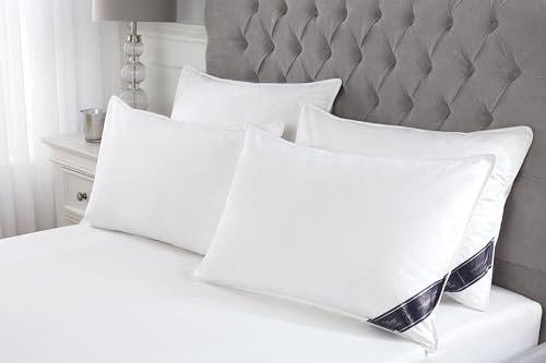 Littens 4 Pack Natural Goose Feather & Down Pillows, 230TC Cotton Case, Down Proof, Piped Edge