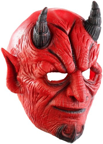 infactory Maske: Teufelsmaske aus Latex-Gummi mit beweglichem Mund (Halloween Masken, Kostüm-Maske, Vollmaske)