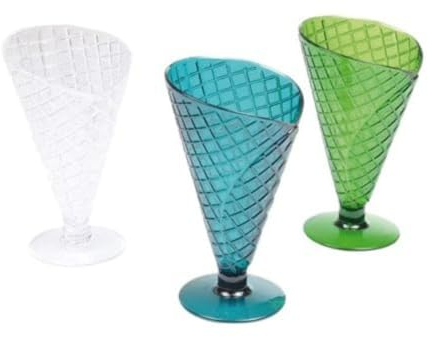 Homéa, Set de 3 Coupes Acrylique Forme Cornet 220Ml - 3 Couleurs Ass - PS - H16,5 cm, Assortis