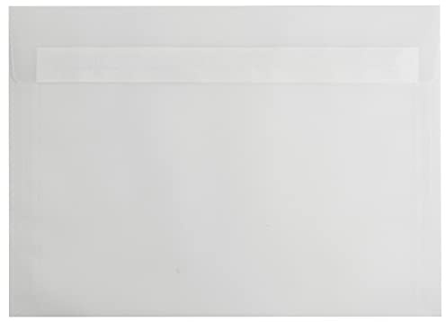 Transparente Briefumschläge DIN C5, 162 x 229 mm, ohne Fenster, 100 Stück | Haftklebung mit Abziehstreifen, Gerade Klappe, 100 g/m² Offset, Transparent-Weiß, Blanke Briefhüllen