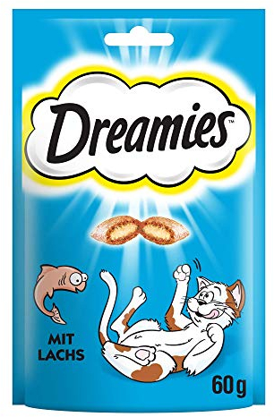 Dreamies Katzensnacks Katzenleckerli Klassiker mit Lachs Geschmack, 6 Packungen (6 x 60g)