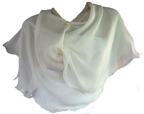 LadyMYP© Romantische Chiffon Rundstola, Schal für Abendkleid/Cocktailkleid, Hochzeit, viele Farbe zur Wahl (016: ivory)